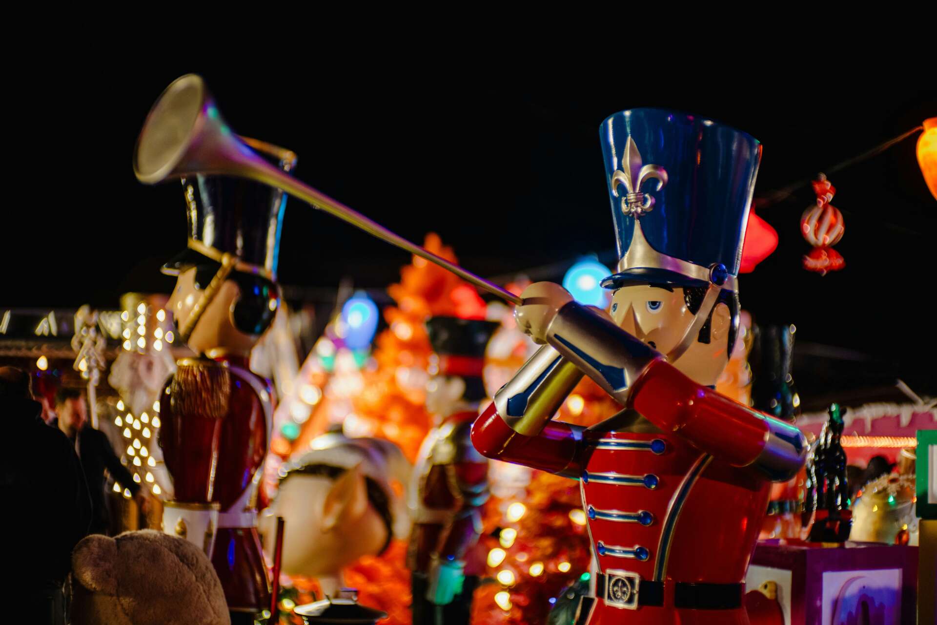 A nutcracker guard playing a trombone