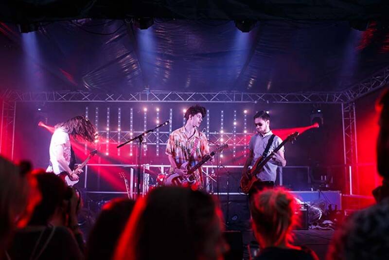 A band performing at Keynes Stock festival