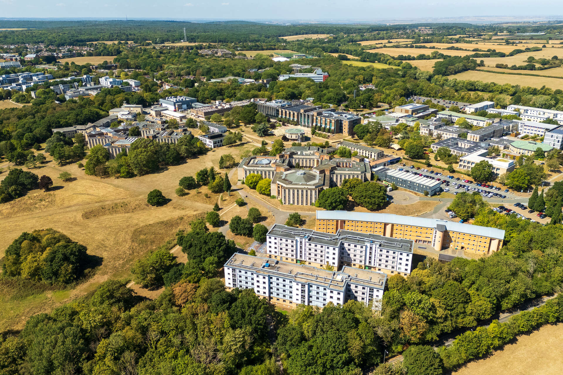 Aerial shot of the Canterbury campus taken August 2026