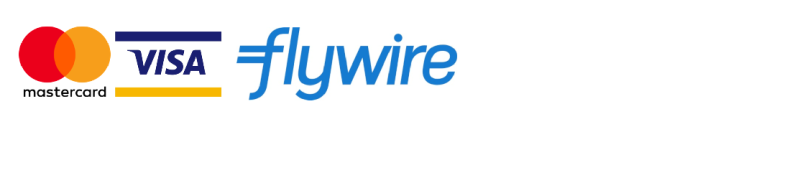 Mastercard, visa and flywire logos