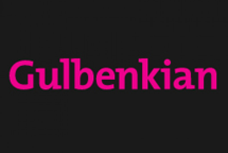 Gulbenkian logo pink on black