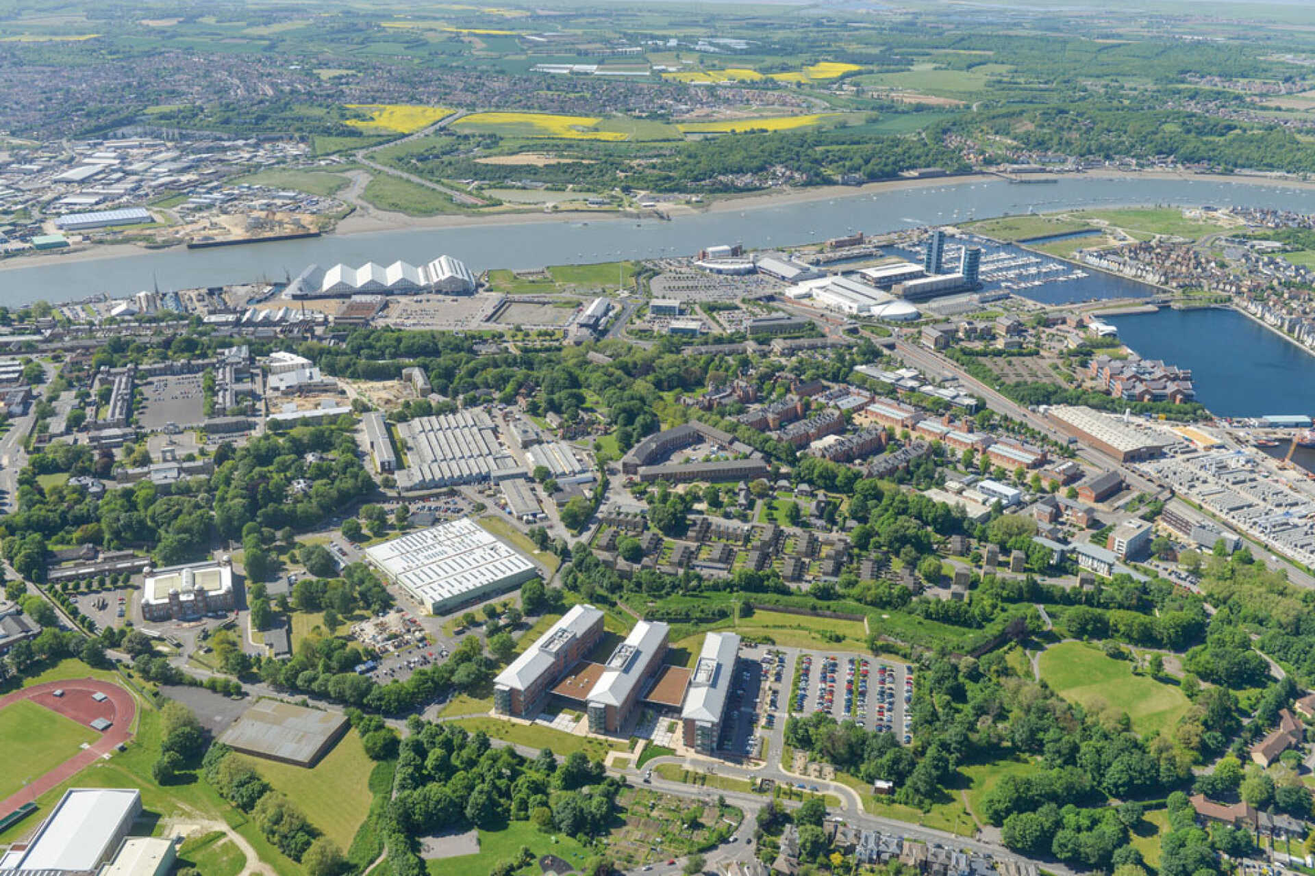Aerial view of the Medway campus sites