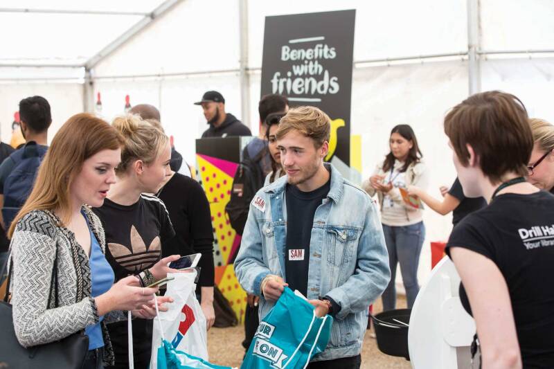 Mixed group of students at Freshers' Fair
