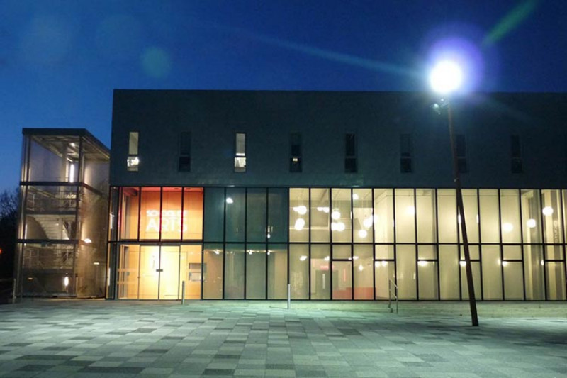 Jarman building, home of the School of Arts, at night