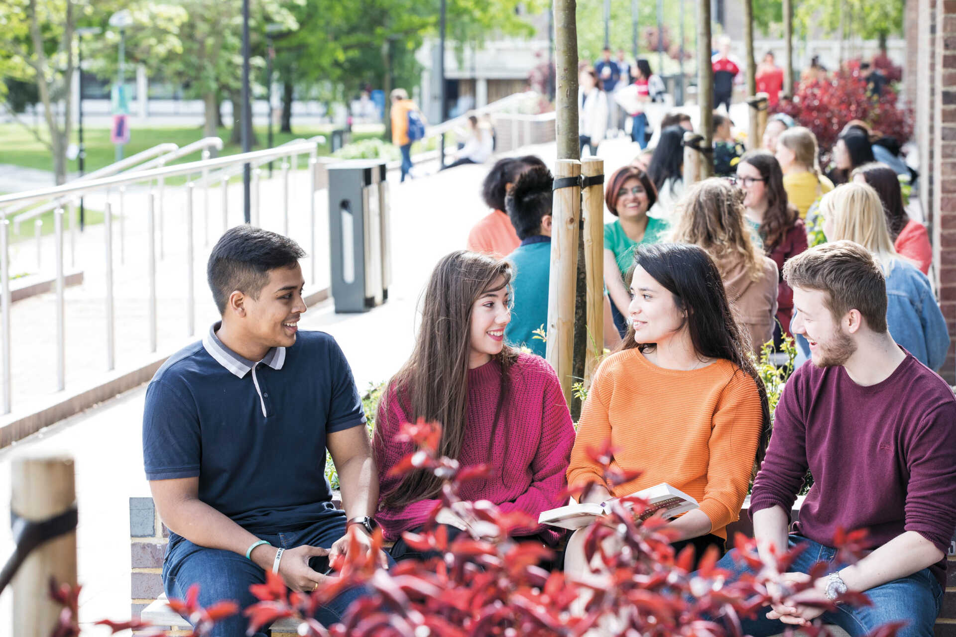 Kent students outside library