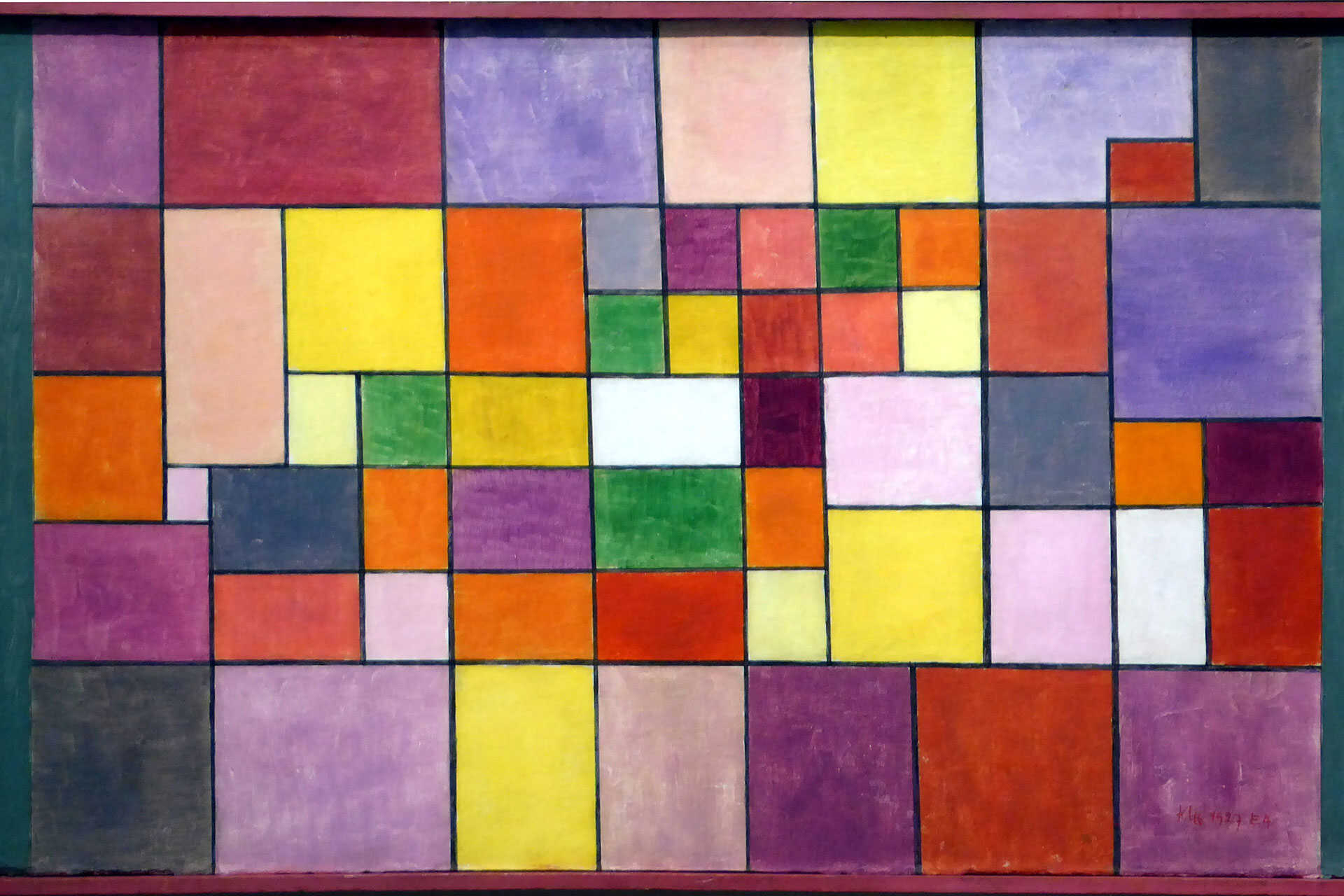 Paul Klee image, different coloured, different size squares