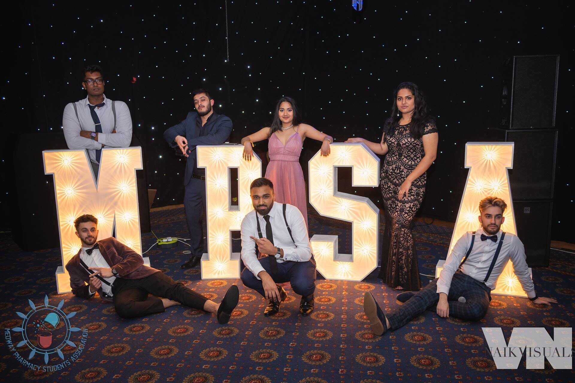 Group of smartly-dressed students at the Pharmacy Ball
