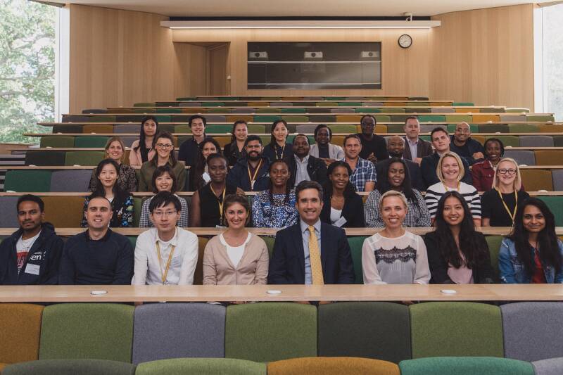 Group photo of MBA students in a lecture theatre