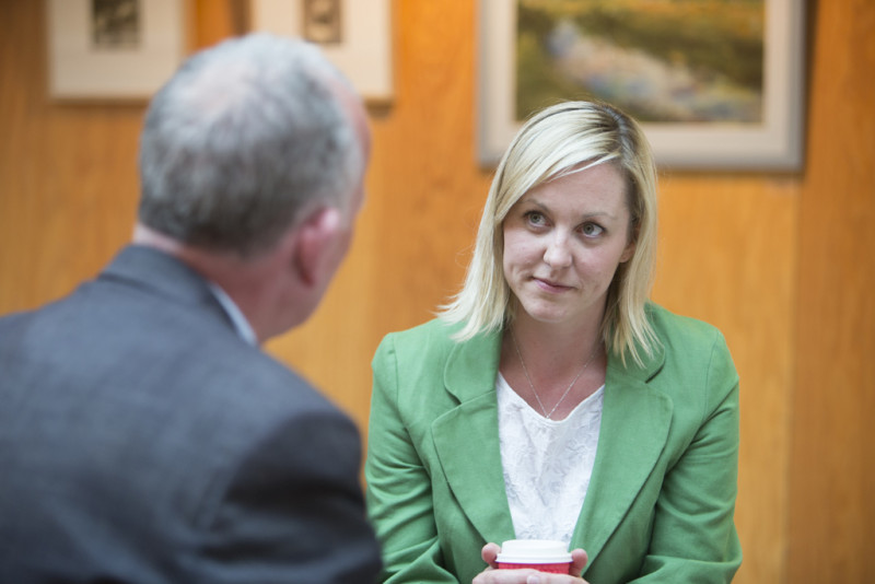 Male and female talking
