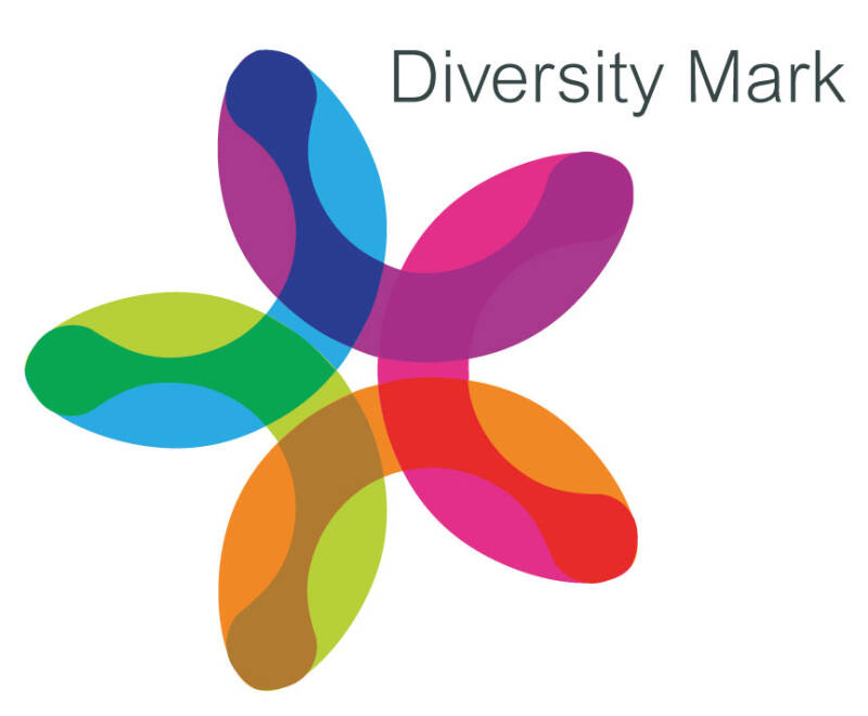 colourful flower with text saying 'diversity mark'