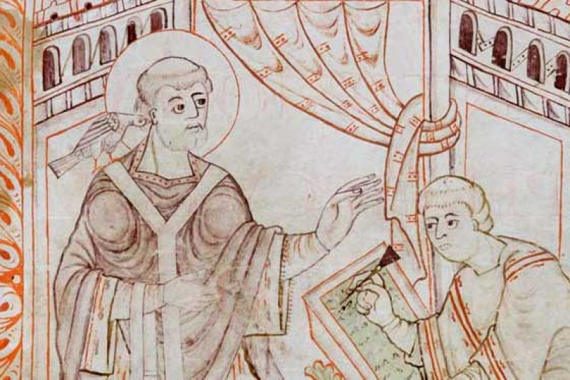 Pope Gregory dictating the Gregorian chants