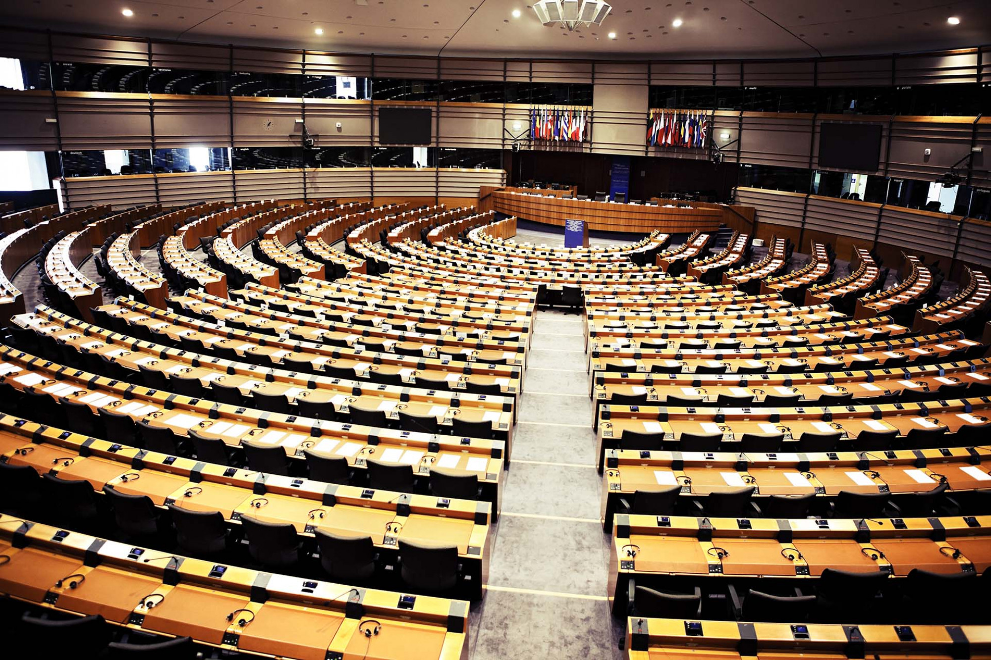 Round seating arrangement of the European parliament