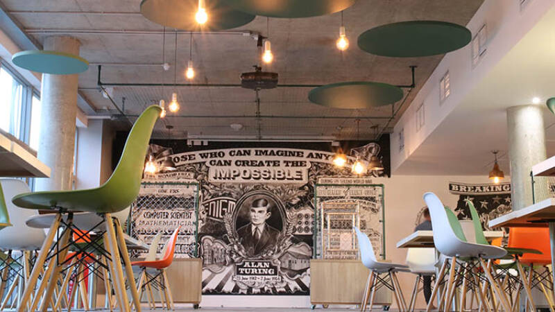 Hut8 Catering outlet and Alan Turing mural