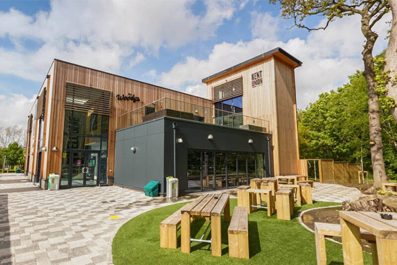 Exterior of Park Wood Student Hub and Woody's