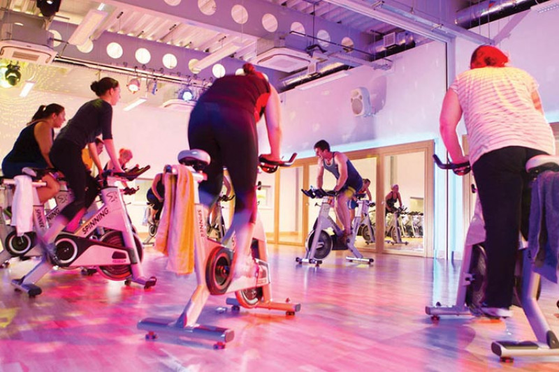 Students in a spinning class at the Kent's Canterbury Sports Centre