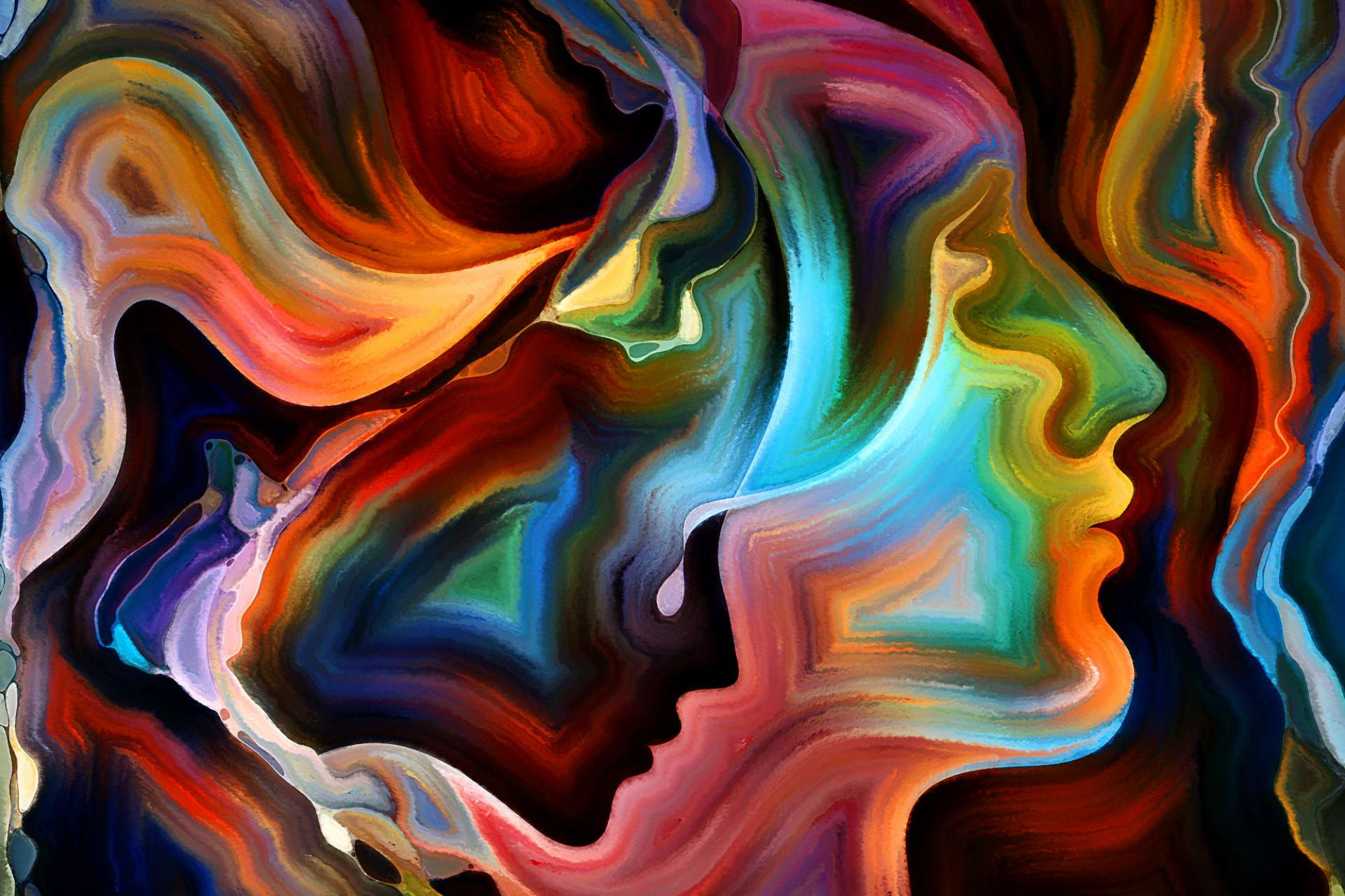 Abstract image of two faces in profile