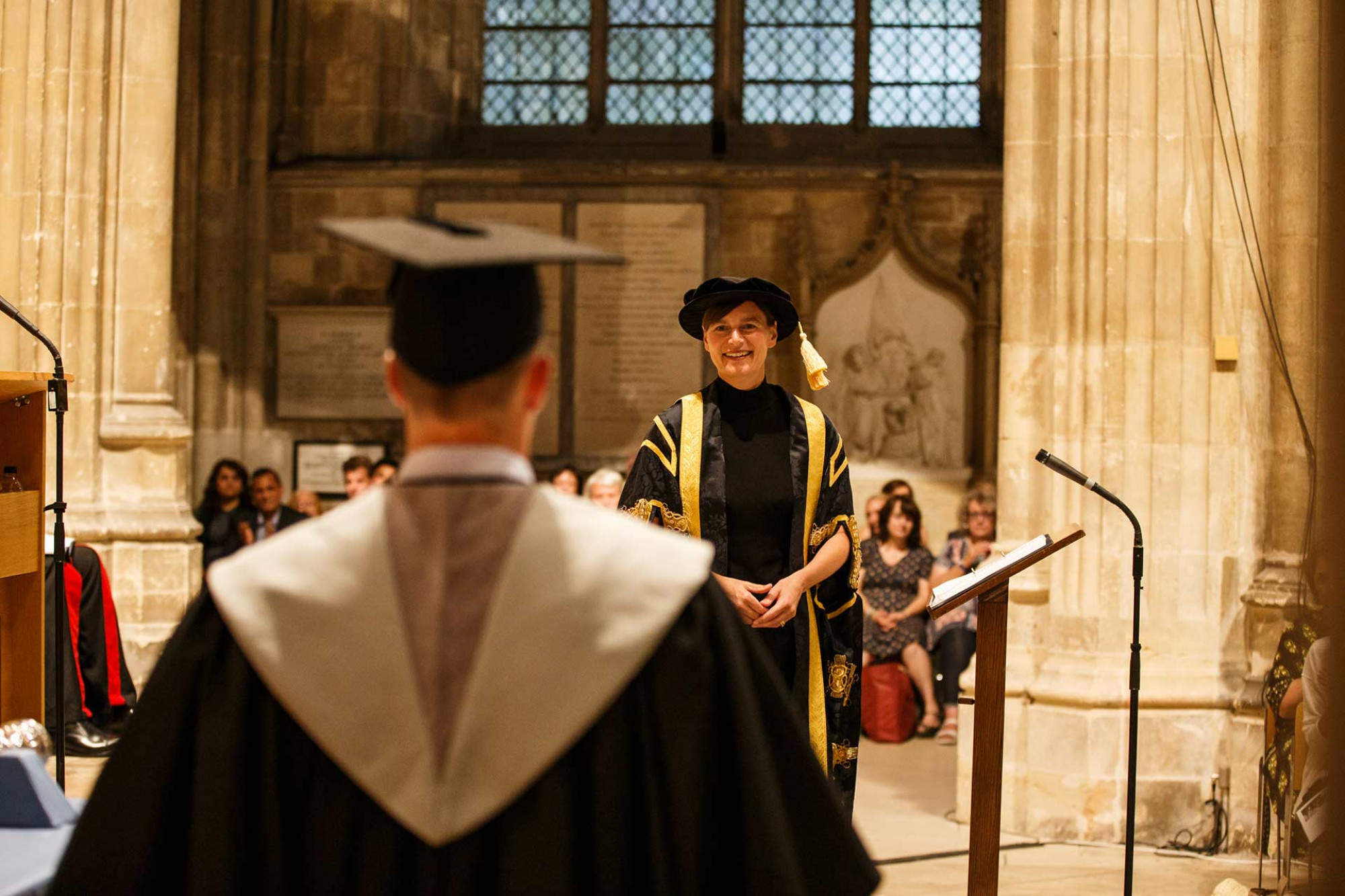 Professor Karen Cox, Presiding Officer during a ceremony in Canterbury Cathedral