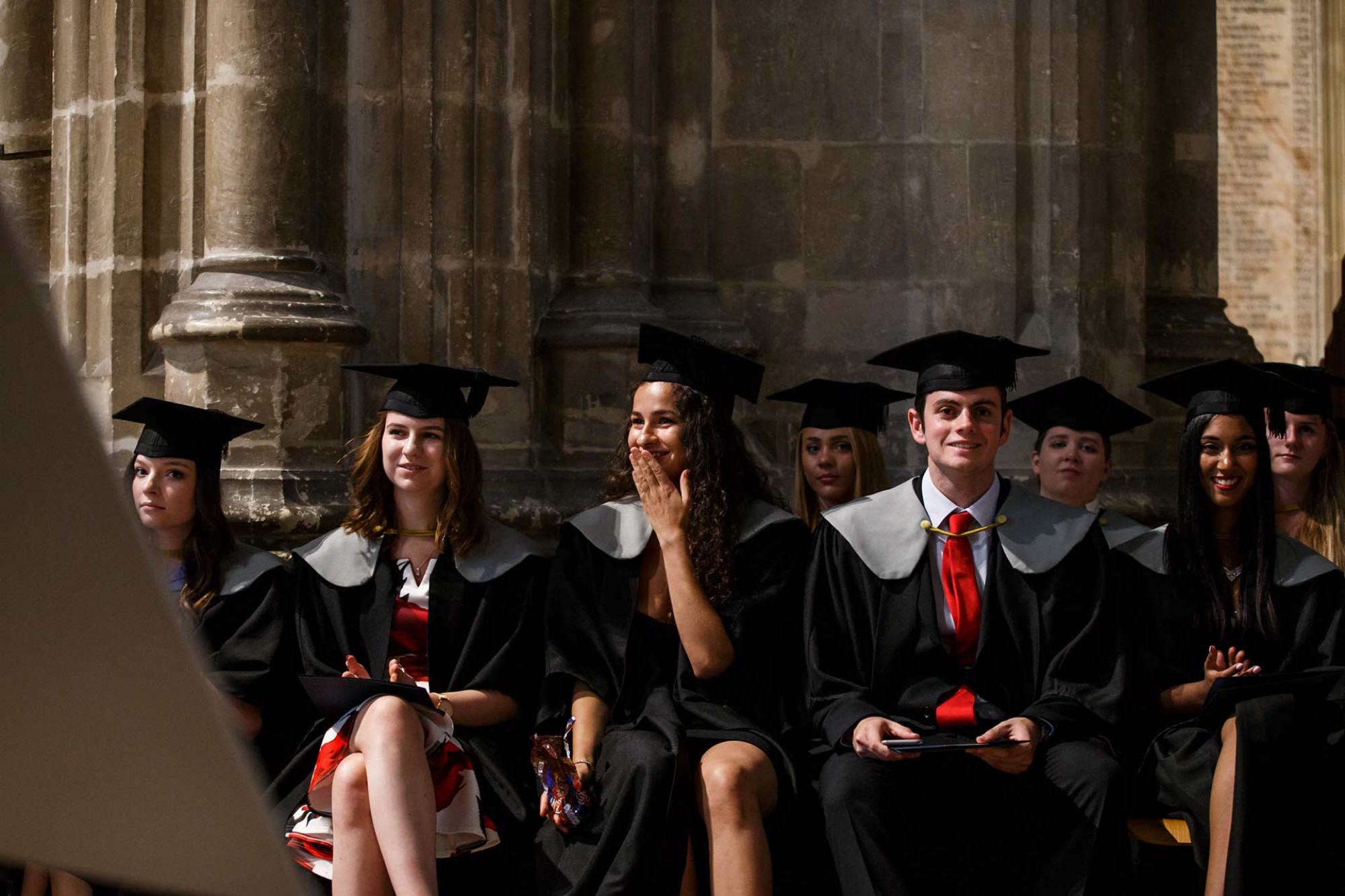 Students waiting to graduate inside the Cathedral